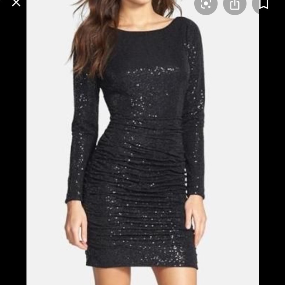 Aidan Mattox Sequin Ruched Bodycon Mini Dress